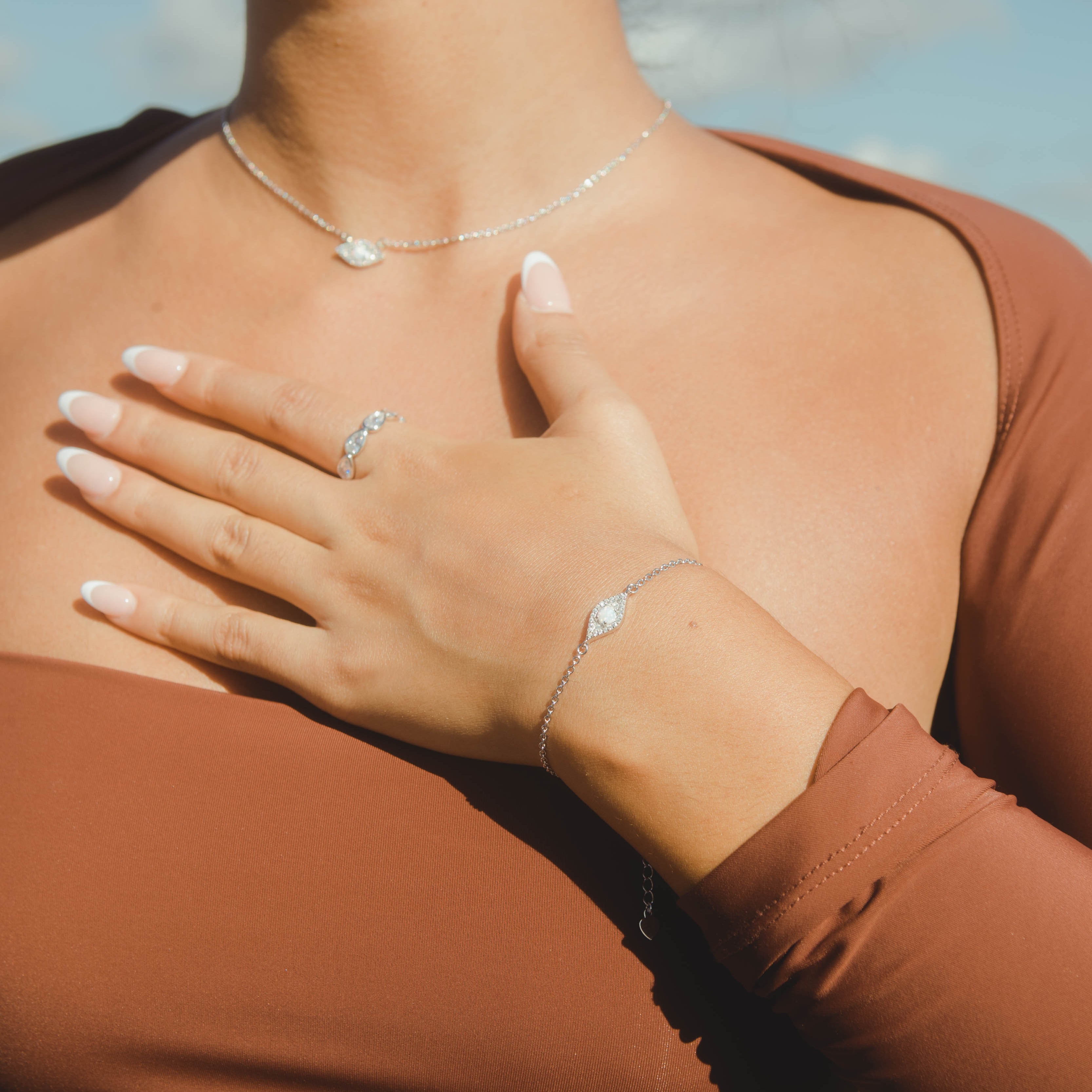 Iced Opal Mini Evil Eye Armband